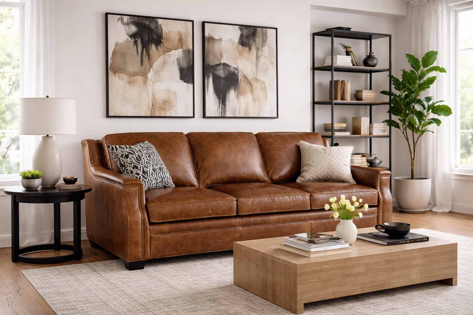 Yates Leather Conversational Sofa - Image 4