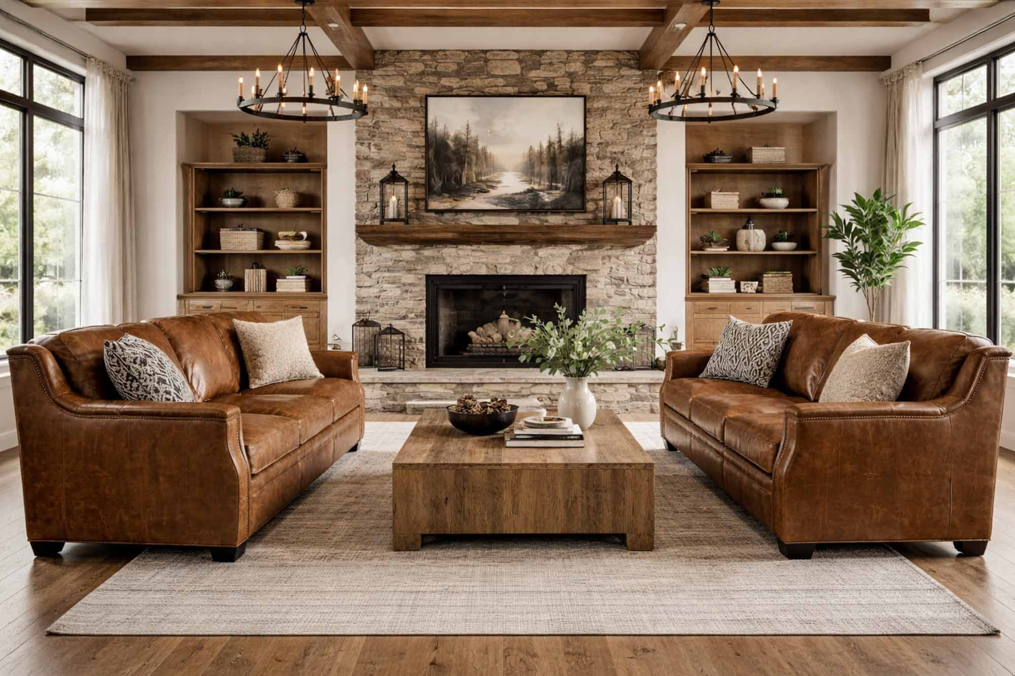 Yates Leather Conversational Sofa - Image 5