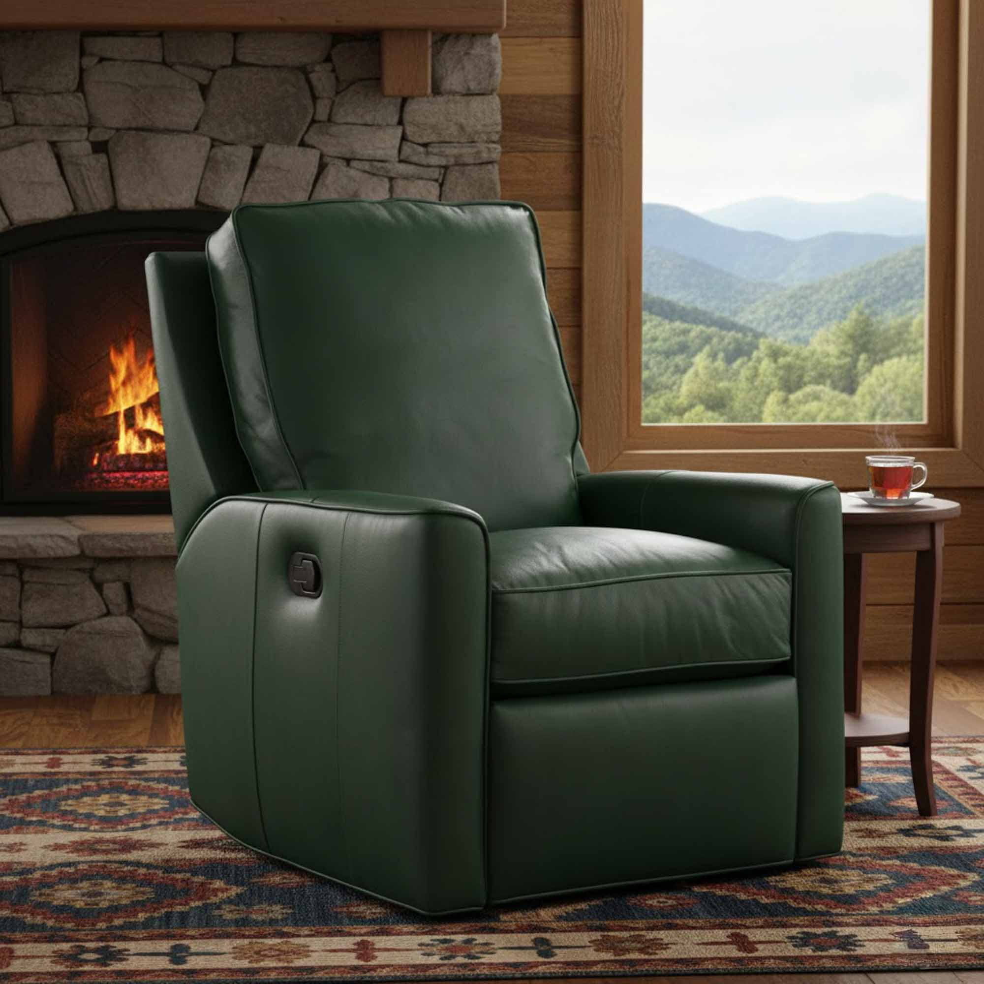Yorba Leather Swivel Glider Recliner - Image 6