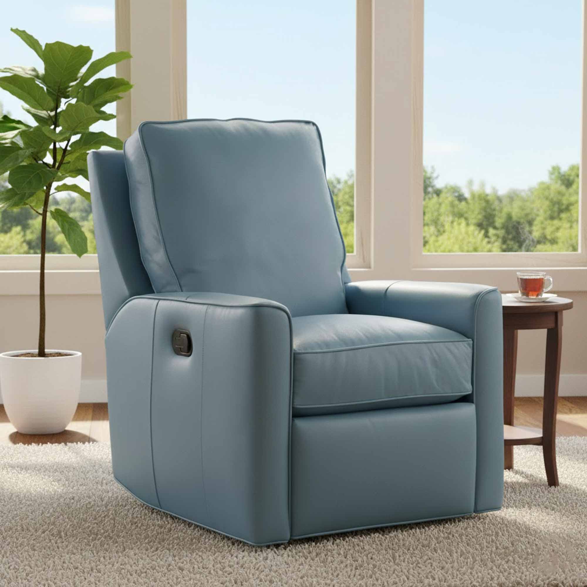 Yorba Leather Swivel Glider Recliner - Image 7