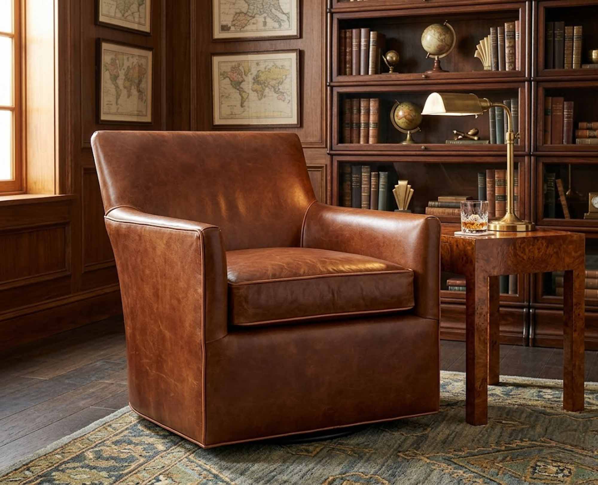 Zachery Leather Swivel Chair - Image 2