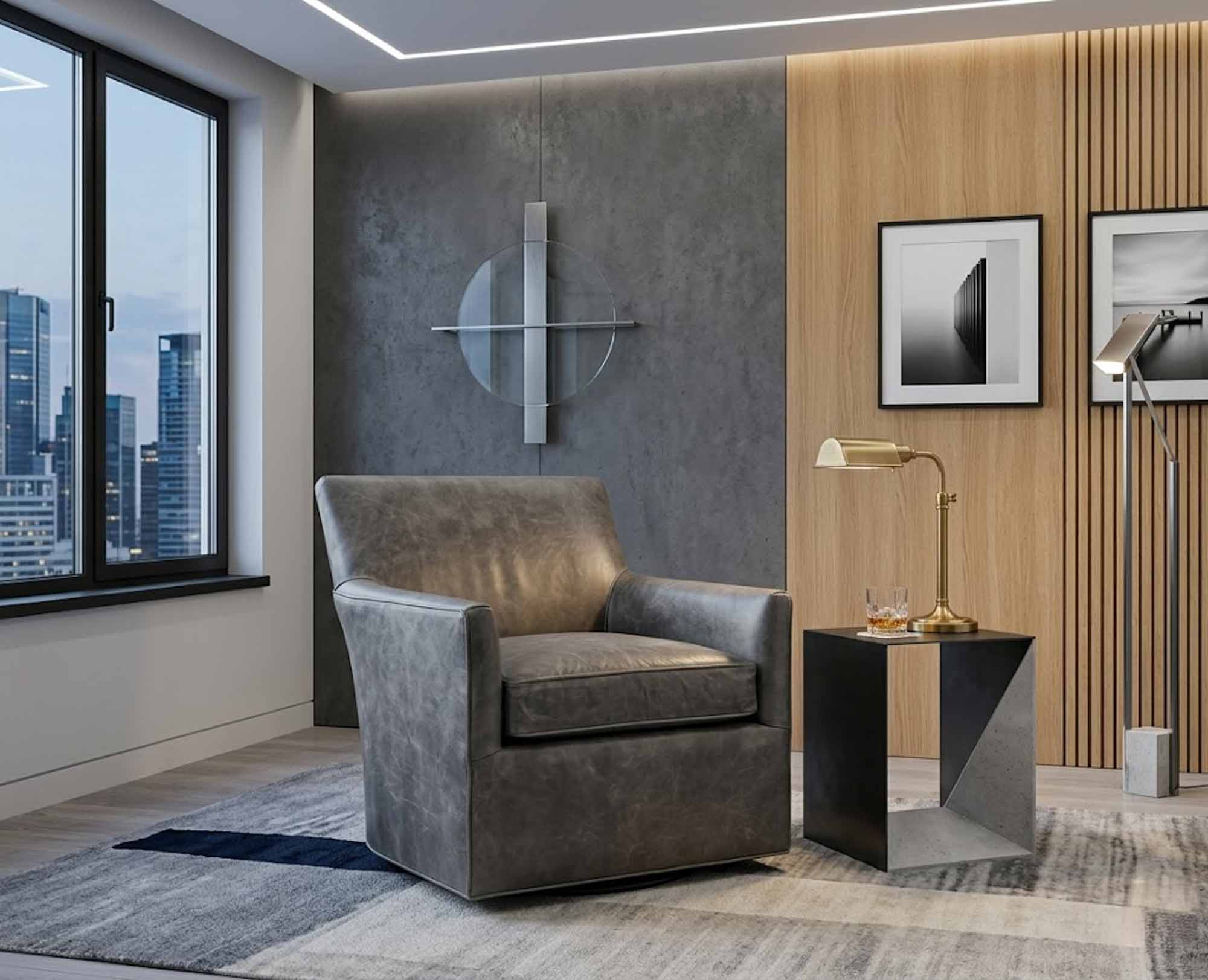 Zachery Leather Swivel Chair - Image 3